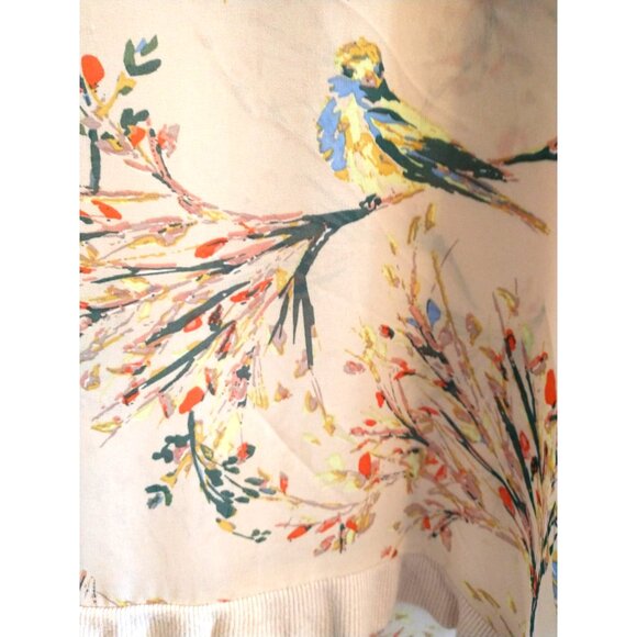 Democracy Women's Blouse Sheer Floral Bird Print Drop Shoulder Relaxed Top - 2X - Picture 3 of 8